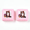 Opaque Resin Decoden Cabochons, Biscuits & Cat, Pearl Pink, 21x21x8~9mm
