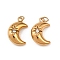 304 Stainless Steel with Clear Cubic Zirconia Pendants, Moon Charms, Ion Plating(IP), with Jump Ring, Real 18K Gold Plated, 15x10x5mm, Hole: 3mm
