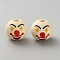 Wood European Beads, Round, Clown, Old Lace, 20.5x17.5mm, Hole: 5.5mm