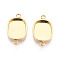 304 Stainless Steel Connector Cabochon Settings, Rectangle, Ion Plating(IP), Real 18K Gold Plated, Tray: 10x8mm, 16x9.5x1.5mm, Hole: 1.4mm
