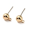 Brass Stud Earring Findings, with 925 Silver Pin, Long-Lasting Plated, Cadmium Free & Lead Free, Real 14K Gold Plated, 7x5mm, Hole: 1.2mm, Pin: 0.6mm