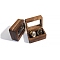 Wood Cuff-link Gift Storage Magnetic Boxes with Window Hinged Lid, Rectangle, Peru, 7x4.4x3.4cm