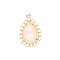 Natural Rose Quartz Pendants, Teardrop Pendants, with Golden Brass Findings & Cubic Zirconia, Faceted, 25x17x5mm