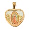 Ion Plating(IP) 304 Stainless Steel Pendants, with Enamel, Heart with Saint Charm, Religion, Golden, 31x29x2mm, Hole: 9x5.5mm