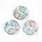 Transparent Glass Beads, Round with Leaf, Camel, 25.5x5.5mm, Hole: 1.6mm
