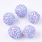 Acrylic Beads, Glitter Beads,with Sequins/Paillette, Round, Lilac, 14x13mm, Hole: 2mm