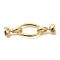 Brass Fold Over Clasps, Oval, Real 18K Gold Plated, 43mm, oval: 20x12.5x2mm, clasp: 14.5x7x7mm, hole: 5.5mm