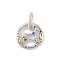 Luminous 925 Sterling Silver Rhinestone Constellation Charms, Glow in the Dark Enamel Constellation Charms with Oval Jump Rings, Antique Silver, Leo, 11.5x2mm, Hole: 4x5mm
