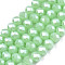 Electroplate Glass Beads Strands, Imitation Jade Beads, Pearl Luster Plated, Faceted, Rondelle, Light Green, 10x8mm, Hole: 1mm, about 60~61pcs/strand, 46~48cm