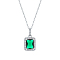 Sterling Silver Glass Rectangle Pendant Necklaces for Women, Green
