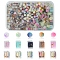 450Pcs 3 Styles Frosted Glass Beads with Golden Glitter Powder, Two Tone, Mixed Shapes, Mixed Color, 7x6x6mm, Hole: 1.4~1.5mm, about: 1818pcs/1000g