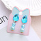 Alloy Plastic Clip-on Earrings for Kid, Platinum, Teardrop, 40x15mm