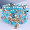 4Pcs 4 Styles Bohemian Style Alloy Glass Round Beaded Stretch Bracelets, Golden, Cyan, 6-3/4 inch(17cm)
