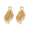 304 Stainless Steel Pendants, Conch Charm, Ion Plating(IP) , Real 18K Gold Plated, 20x10x4.5mm, Hole: 2mm