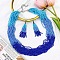 Bohemian Style Acrylic Seed Beaded Multilayer Necklaces & Tassel Dangle Earrings Sets, Blue, 600mm