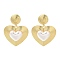 Rack Plating Heart Brass Stud Earrings, with ABS Plastic Pearl, Long-Lasting Plated, Lead Free & Cadmium Free, Real 18K Gold Plated, 40x30.5mm