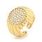 Clear Cubic Zirconia Round Wide Open Cuff Ring, Brass Finger Rings for Women, Cadmium Free & Lead Free, Real 16K Gold Plated, 15.5mm