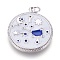 Brass Cubic Zirconia Pendants, with Enamel, Flat Round with Dipper, White, Platinum, 27.5x24x2mm, Hole: 3mm