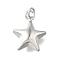 Brass Pendants, Star Charms, with Jump Rings, Cadmium Free & Lead Free, Long-Lasting Plated, Rack Plating, Platinum, 20x16x7mm, Hole: 3.5mm