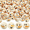 80Pcs 4 Styles Snowman Theme Printed Wood European Beads, Large Hole Round Beads with Face Pattern, Undyed, Blanched Almond, 15.5~16x14.5mm, Hole: 4.2mm, 20pcs/style