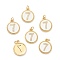 Brass Micro Pave Clear Cubic Zirconia Charms, Long-Lasting Plated, Cadmium Free & Nickel Free & Lead Free, with Jump Rings and White Enamel, Flat Round with Number, Real 18K Gold Plated, Num.7, 14.5x12x2mm, Hole: 1.5mm