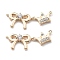 Brass Clear Cubic Zirconia Connector Charms, Cadmium Free & Nickel Free & Lead Free, Bowknot & Crown, Real 18K Gold Plated, 9.5x26x2.5mm, Hole: 0.7mm & 0.8mm