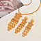 Vintage Alloy Tassel Hollow Flower Earrings & Necklaces Sets for Women, Golden, Necklaces: 16.14 inch(41cm)