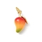 Brass Enamel Pendants, Fruit Charms, Rack Plating, Long-Lasting Plated, with Jump Ring, Golden, Mango, 17x10x7mm