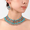 Retro Alloy Choker Necklace & Dangle Earring Sets for Women, with Synthetic Turquoise, Turquoise, Necklaces: 450mm; Earring: 50x30mm