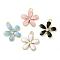 Alloy Enamel Pendants, with Cubic Zirconia, Flower Charm, Golden, Mixed Color, 19.5x17x2.7mm, Hole: 1.4mm