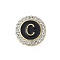 Letter Enamel Pins, Alloy Brooches for Backpack Clothes, with Clear Cubic Zirconia , Letter C, 17.8x17mm