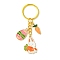 Easter Egg & Rabbit & Carrot Alloy Enamel Pendant Keychain, with Iron Split Key Rings, Hot Pink, 7.8cm