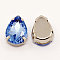 Sew on Rhinestone, Glass Rhinestone, with Brass Prong Settings, Garment Accessories, Faceted, teardrop, Platinum Metal Color, Light Sapphire, 8x6x5mm, Hole: 0.8mm