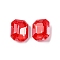 Glass Rhinestone Cabochons, Flat Back, Faceted, Rectangle, Light Siam, 10x8x4.5mm