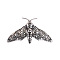 Moon Phase Moth Alloy Brooch Pin, Tibetan Style Insect Alloy Badge for Backpack Clothes, Antique Silver, 47x83.5mm