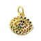 Brass Micro Pave Cubic Zirconia Charms, Cadmium Free & Nickel Free & Lead Free, Real 18K Gold Plated, Eye Charms, Colorful, 12x11.5x2mm, Hole: 3mm