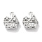 Micro Pave Clear Cubic Zirconia Pendants, House, Platinum, 11.5x10x4mm, Hole: 1.2mm