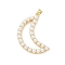 Brass ABS Imitation Pearl Pendants, Moon, Lead Free & Cadmium Free, Long-Lasting Plated, Rack Plating, Real 18K Gold Plated, 36x24x4.5mm, Hole: 3.5x5mm