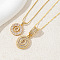 2Pcs 2 Styles Brass Pave Clear Cubic Zirconia Initial Pendant Necklace Sets, Golden, Letter O, 17.72 inch(45cm), 1pc/style