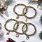 Christmas Theme Glass Beads Stretch Bracelets, with Alloy Enamel Charm, Mixed Shapes, Inner Diameter: 2-1/8 inch(5.4cm)