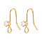 Brass Pave Clear Cubic Zirconia Earring Hooks, Nickel Free, Flat Round, with Loop, Real 18K Gold Plated, 15x3.5mm, Hole: 2mm, Pin: 0.9mm