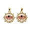 Brass Micro Pave Cubic Zirconia Pendants, Bees, with Enamel, Cadmium Free & Lead Free, Rack Plating, Long-Lasting Plated, Real 18K Gold Plated, 23x20x3mm, Hole: 3.5x4.5mm
