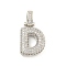 Brass Micro Pave Clear Cubic Zirconia Pendants, Platinum, Letter D, 31x16.5x5mm, Hole: 3x6mm