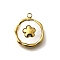 304 Stainless Steel Pendants, Flat Round, with Shell, Real 18K Gold Plated, Ion Plating(IP), Flower, 15.5x12.5x2.5mm, Hole: 1.5mm