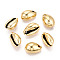 Plated Cowrie Shell Pendants, Light Gold, 14~20x9~14x7~10mm, Hole: 1.5~2mm