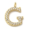 Ion Plating(IP) 304 Stainless Steel Micro Pave Cubic Zirconia Pendants, Golden, Letter A~Z Charms, Letter G, 14x10.5x2mm, Hole: 2mm