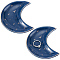2Pcs Moon Porcelain Jewelry Plate, Storage Tray for Rings, Necklaces, Earring, Marine Blue, 103x81x15mm