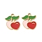304 Stainless Steel Enamel Charms, Ion Plating(IP), Golden, Cherry, 15x13.5x1.5mm, Hole: 2mm
