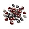 Faceted Resin European Beads, Large Hole Beads, Rondelle with Silver Color Plated Brass Cores and Glitter Powder, Red, 14x8.5mm, Hole: 5mm