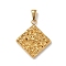 Hammered 304 Stainless Steel Pendants, Rhombus Charms, Golden, 28.5x25x4mm, Hole: 7x3mm